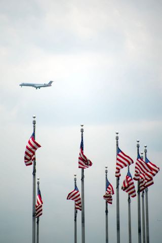 Passenger jet at a U.S. airport, representing North American airline pilot assessments